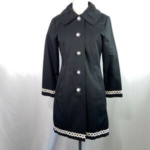 Laundry black nylon with white flower buttons 3/4 jacket